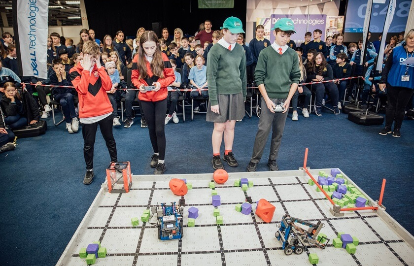 Primary school students taking part in the regional final of the Dell Technologies VEX IQ Robotics Competition